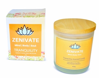Tranquility 400g Aromatherapy Scented Candles | All-Natural Soy Wax | Essential Oil Infused | Toxin Free Candle