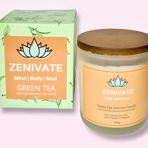 Green Tea 400g  Aromatherapy Candles | All-Natural Soy Wax | Essential Oil Infused | Pet + Smoke Odor Eliminate | Toxin Free Candle
