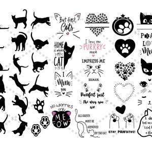 Cat Svg Bundle Funny Cat Quotes Svg Meow Svg Kitten Svg - Etsy