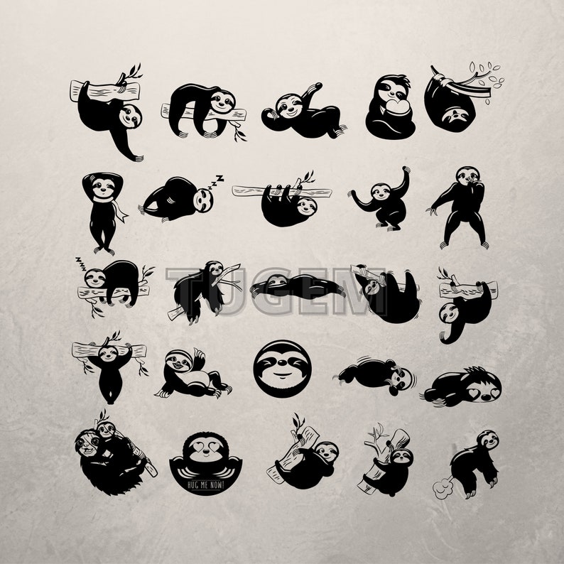 Faultier Silhouette Svg Bundle Cut Files für Cricut Lazy - Etsy Österreich