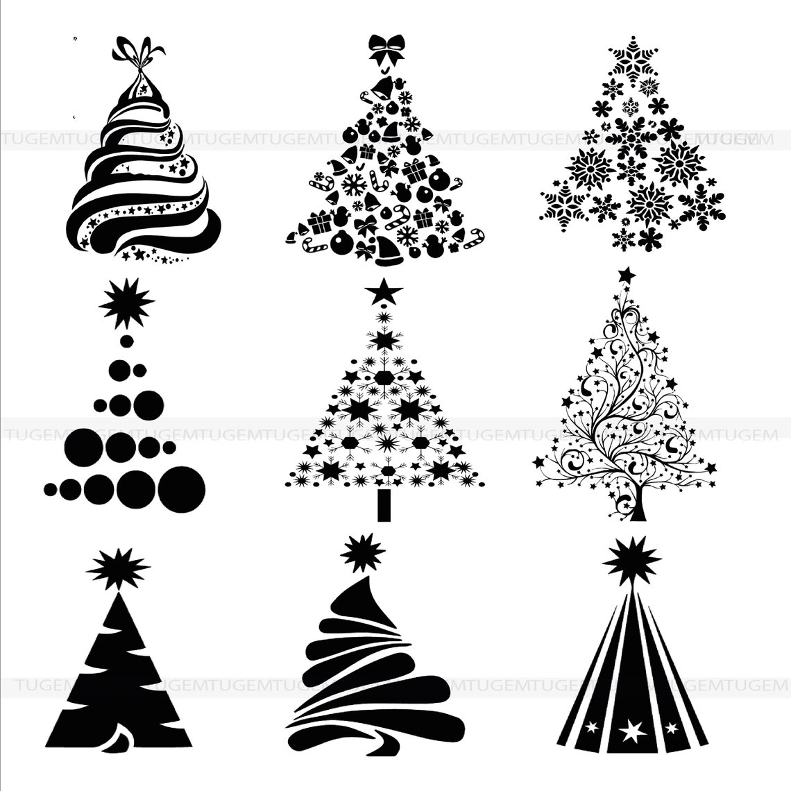 Christmas Tree Svg Bundle Pine Tree Png Christmas Tree Etsy