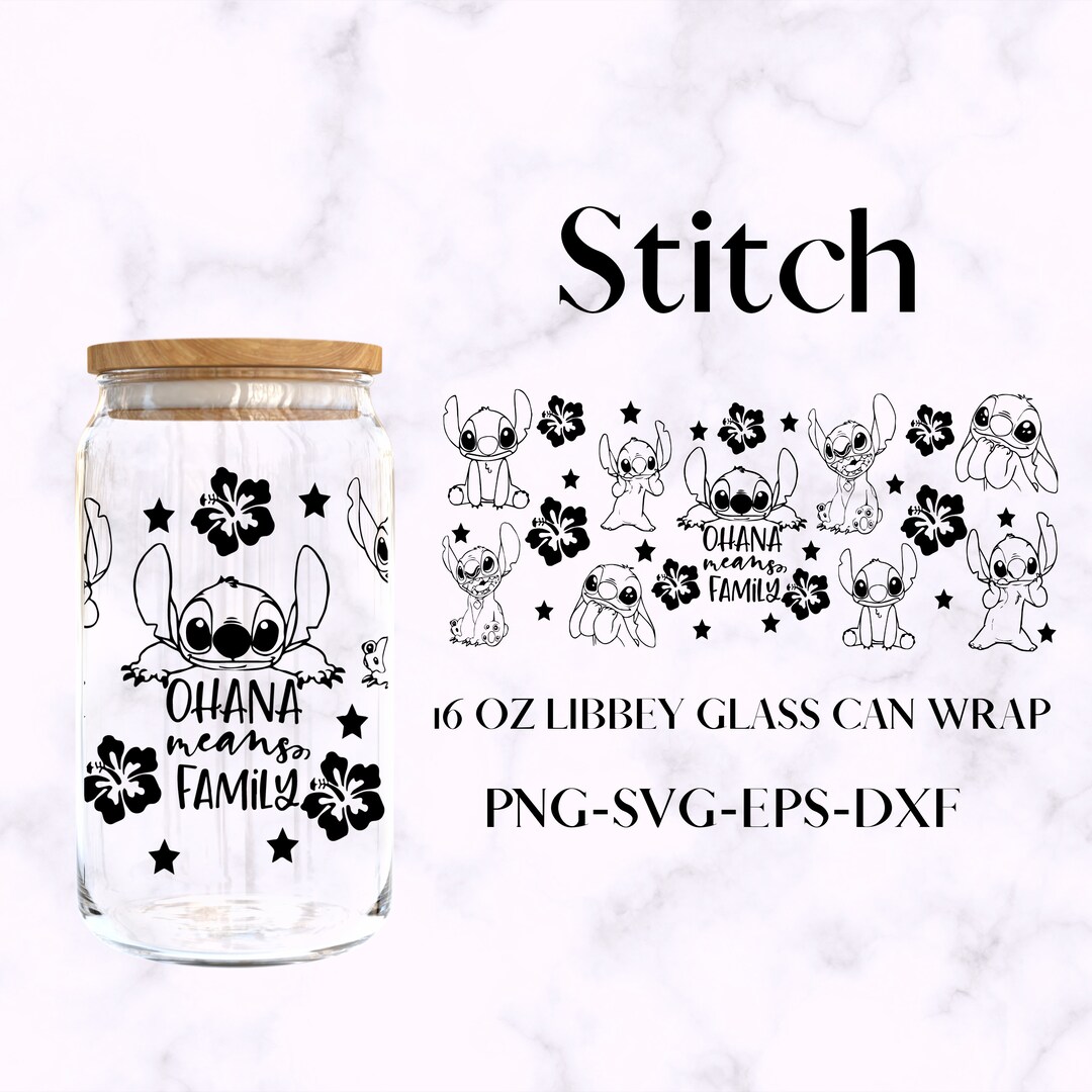 Stitch 16oz Libbey Glass Can Full Wrap Svg Lilo and Stitch - Etsy