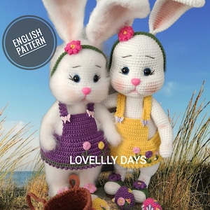 Crochet Bunny Girl Pattern, Amigurumi Bunny Pattern, Easter Crochet Bunny Pattern, Amigurumi Rabbit Pattern, Pdf in English Pattern