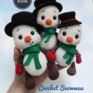 Snowman Crochet Pattern, Amigurumi Snowman, Crochet Snowman Toy Pattern, Christmas Crochet Pattern, Christmas Gift Present, Mini Snowman Pdf