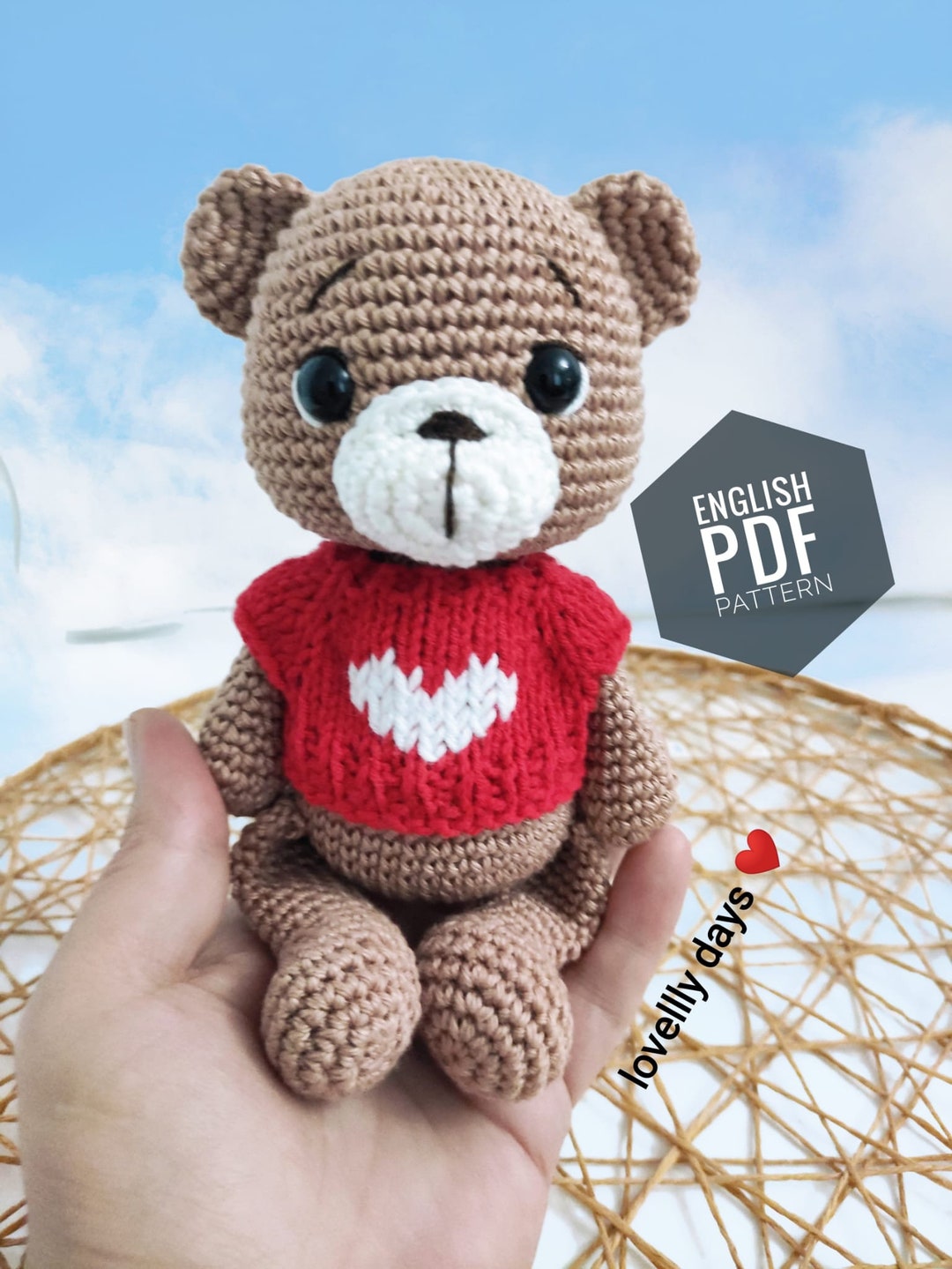 Crochet Teddy Bear Pattern: Amigurumi Stuffed Toy (english PDF Pattern ...