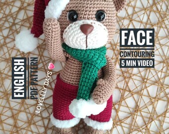 Bär Weihnachtsmann Häkelanleitung: Amigurumi Weihnachten (englisches PDF-Muster)
