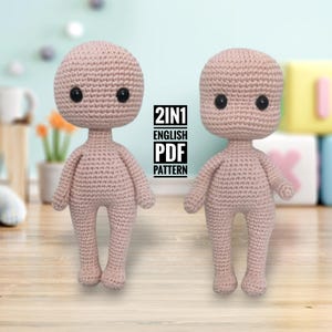 Crochet Doll Base Pattern 2 in 1, Basic Amigurumi Doll Body Patterns Crochet Unclothed Base Body PDF - 17 cm Toy DIY, Crochet Doll Form