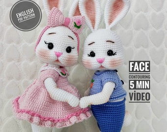 Crochet Bunny Girl and Boy Pattern, Easter Bunny, Easter Crochet Pattern, Amigurumi Bunny Pattern, Amigurumi Rabbit Pattern, Pdf in English