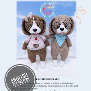 Crochet Dog Pattern, Crochet Mr. and Mrs. Caramel Doggies Pattern, Amigurumi Dog Pattern, Crochet Puppy Pattern, PDF in English