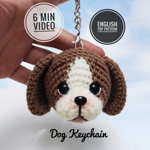 Amigurumi Dog Keycahin PATTERN, Crochet Dog Xmas Tree Decor, Crochet dog Keychain Pattern, Cute Car Accessories Dog, Keyring Crochet Pattern