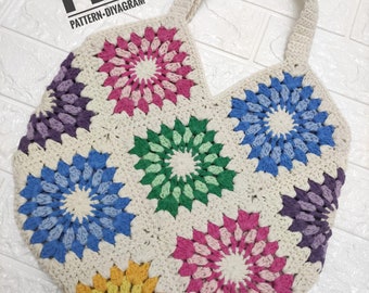 Crochet Bag Pattern, Granny Square Bag PDF, Tote Bag, Beginner Level Pattern, Printable PDF, Granny Square Crochet Pattern