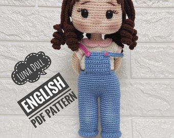 Modèle de poupée au crochet Luna : poupée Amigurumi (PDF en anglais)