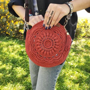Crochet Round Flower Bag PATTERN - Boho Crossbody (English PDF Pattern)