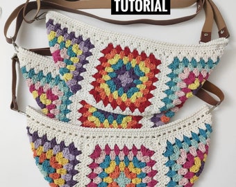 Granny Square Crossbody Bum Bag Crochet Pattern, Crochet Fanny Pack, Crochet Waist Bag,Crochet Festival Bag, Bum Bag, Pattern Tutorial Video