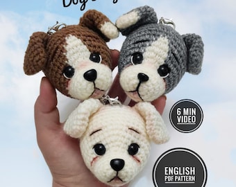 Amigurumi Dog Keycahin PATTERN, Crochet Dog Xmas Tree Decor, Crochet dog Keychain Pattern, Cute Car Accessories Dog, Keyring Crochet Pattern