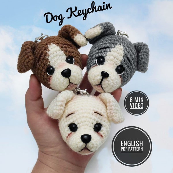 PORTE-clés Amigurumi pour chien, décoration de sapin de Noël chien au crochet, porte-clé chien au crochet, accessoires de voiture mignons chien, porte-clés crochet