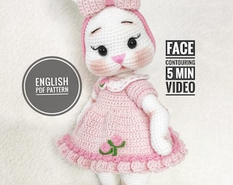 Crochet Bunny Girl Pattern, Easter Bunny, Easter Crochet Pattern, Amigurumi Bunny Pattern, Amigurumi Rabbit Pattern, Pdf in English