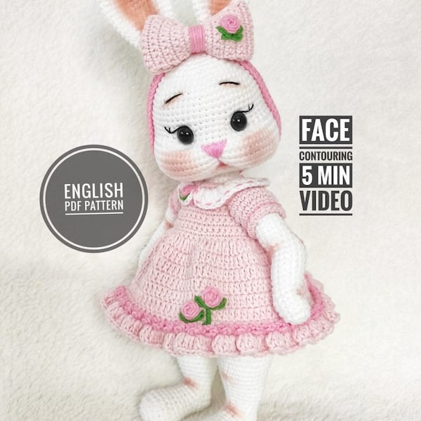 Crochet Bunny Girl Pattern, Easter Bunny, Easter Crochet Pattern, Amigurumi Bunny Pattern, Amigurumi Rabbit Pattern, Pdf in English