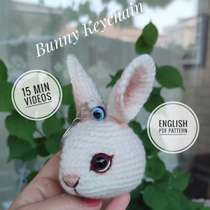Amigurumi Hase Keycahin MUSTER, gehäkelter Hase Schlüsselbund, gehäkelte Osterhase Dekoration Muster, Autozubehör Hase, Hase Schlüsselring