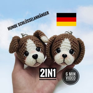 Amigurumi Hunde Schlüsselanhänger, Weihnachtsbaumschmuck für Hunde häkeln, Häkeln Hunde Schlüsselanhänger Muster, Autozubehör Hunde, Deutsch