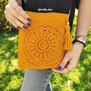 Häkeln Crossbody Bag Muster, Grandma Square Häkelanleitung , Häkeln Sonnenblume Geldbörse Muster, Häkeln Schultertasche, Häkelanleitung Video