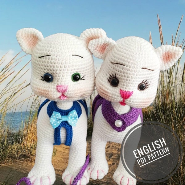 Mr. and Mrs. Cats English Pattern,Amigurumi Cat Pattern, PDF Pattern,Crochet whıte Cat,Crochet Cat Pattern,Cat Pattern
