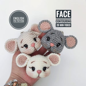 Amigurumi Mäuse Schlüsselanhänger Muster, gehäkelte Mäuse Weihnachtsbaum Dekor, gehäkelte Maus Schlüsselbund Muster, süße Autozubehör Mäuse, Mäuse Pdf Muster