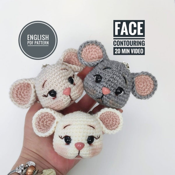 Amigurumi Souris Keycahin PATTERN, Crochet Souris Décor d’arbre de Noël, Crochet Souris Porte-clés Modèle, Accessoires de voiture mignons Souris, Souris Pdf Modèle