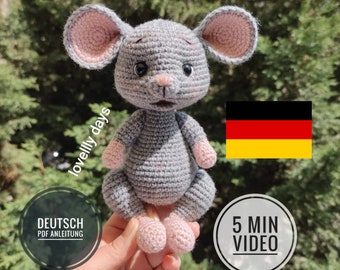 Kleine Mäuse Remy und Mia Deutsche Vorlage, Maus Vorlage, Häkelmaus Vorlage, Amigurumi Mäuse ,PDF Vorlage ,Häkelvorlage Tier,Amigurumi