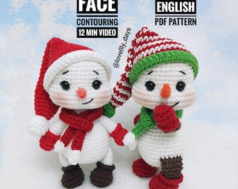 Amigurumi Snowman Crochet Pattern, English Tutorial (PDF Pattern)