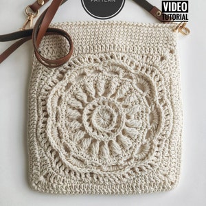 Crochet Crossbody Bag Pattern, Granny Square Crochet Pattern, Crochet Sunflower Purse Pattern, Crochet Shoulder Bag, Pattern Tutorial Video