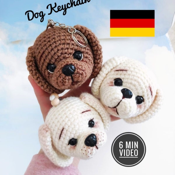 Amigurumi Hund Schlüsselanhänger, Weihnachtsbaumschmuck für Hunde häkeln, Häkeln Hund Schlüsselanhänger Muster, Autozubehör Hund, German