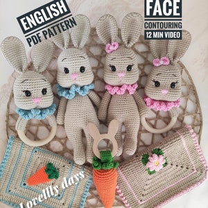 Bunny Newborn, Toy Set English Pattern, Crochet Easter Bunny Pattern, Amigurumi Crochet Rabbit Pattern, Easter Gift, Crochet Animal Pattern