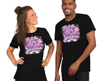 F*ck the 40 Hour Work Week Shirt | Coquette Anti Corporate Tee | Girly Pink Sarcastic Work Humor | Boss Babe Aesthetic Gift