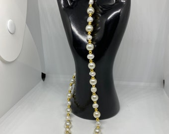 Baroque Pearl Necklace, Gold Iridescent Pendant