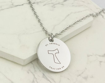 St. Francis, Patron of Animals, Outdoors, Peace, Tau Cross, Saint Medal, Catholic Sacrament, Confirmation, Godson Gift, Personalized