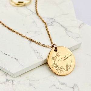 St. Faustina, Patron Saint of Mercy, Dainty Saint Medal Necklace, Divine Mercy, Jesus I Trust in You, Catholic RCIA, Goddaughter Birthday