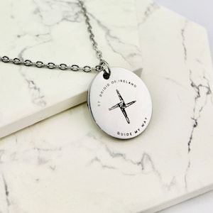 St. Brigid Ireland Cross, Patron Dairymaids & Newborn Babies, Saint Medal Necklace, Catholic Baptism, Confirmation, Goddaughter Birthday