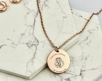 Halskette Unserer Lieben Frau von Guadalupe: Personalisierte katholische Heilige Medaille Anhänger