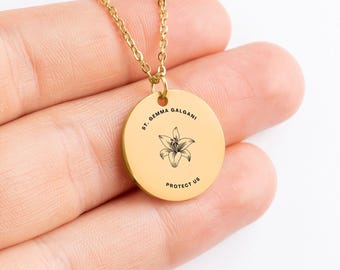 St. Gemma Galgani, Patron of those Suffering with Backpain and Headaches, Saint Medal, Spiritual Warfare, Modern Catholic Necklace