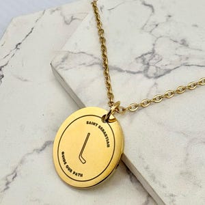 St. Sebastian, Patron Athletes & Soldiers, Saint Medal Necklace, Hockey Stick, Catholic Baptism, Teen Confirmation Gift for Godson