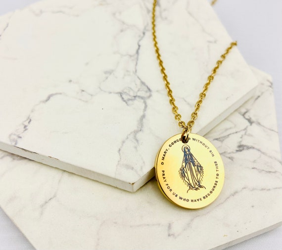 Miraculous Medal of the Blessed Virgin Mary, Delicate Necklace - Main Image