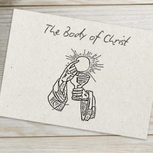 Grußkarte zur ersten heiligen Kommunion, zur ersten Eucharistie, Geschenk für Sakrament, Allerheiligstes, der Leib Christi, druckbare PDF-Datei