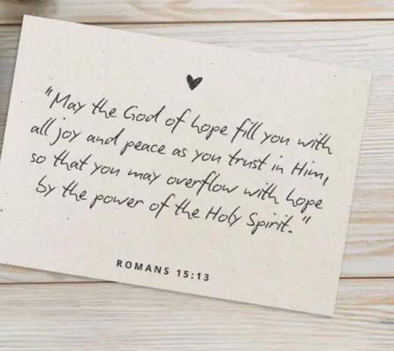 Confirmation Greeting Card, Scripture Quote and Blessing, Romans 15:13 ...