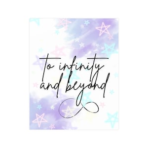 Marzycielski, inspirujący plakat ścienny, motywujący wystrój, wydruk „Infinity and Beyond”, gwiaździsta dekoracja domu, prezent dla miłośników kosmosu, [...]