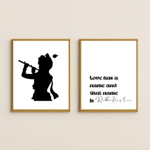 Krishna Poster, Love has a name and that aname is RadhaKrishna, Home Decor, Digital Download, Printable Wall Art, Inspirational Wall Art