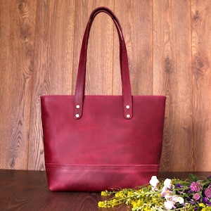 Elite Burgundy Leather Tote Bag, Personalized Top Quality Leather Purse Crossbody Bag, Luxury  Everyday Inside Pocket Organizer,Gift For Her