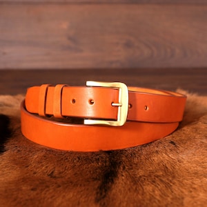 PERSONALIZED Top-Quality Leather Belt For Men, Custom Waist Belt Gift For Boyfriend, Brass Buckled Tan Brown Elegant Unisex Leather Sash