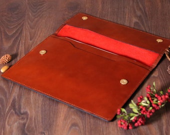 Personalized Leather Sleeve Bag for MacBook Pro and Air - 16'', 14'', 13'', 13.3'' & 15'' / Red / Brown / Cognac /Burgundy MacBook Air Case