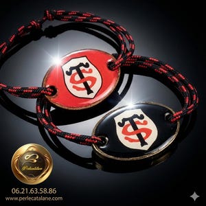 Stade Toulousain armband, vändbart rött och svart snöre, present till Toulouse rugbysupportrar, handgjorda smycken